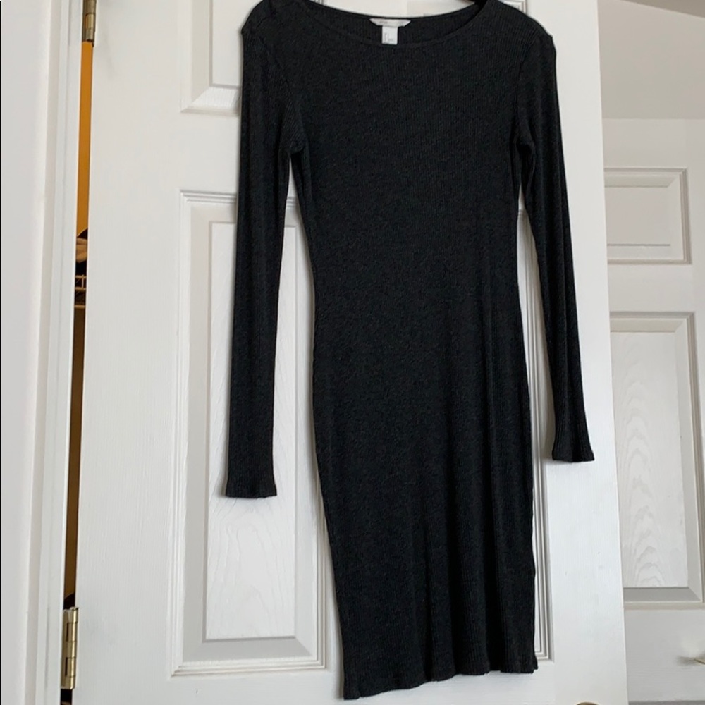 Grey midi ribbed bodycon dress from HM in small!